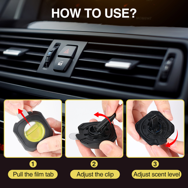 (亚马逊禁售，周末不处理订单)柠檬香气汽车空气清新剂通风夹，6个汽车清新剂通风夹，4毫升，汽车空气净化器，汽车清新剂-6