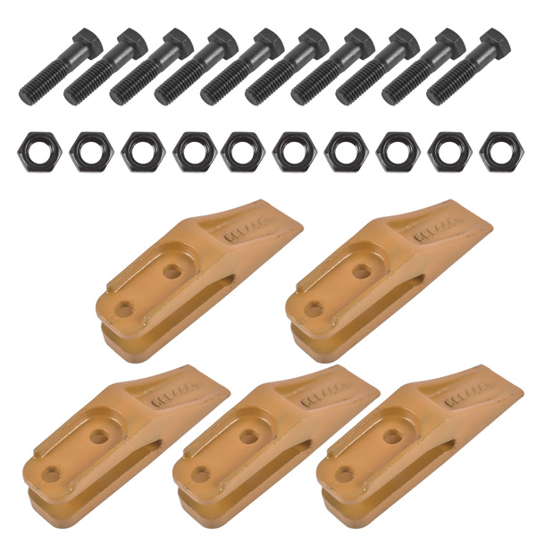 斗齿 6684447 Skid Steer Bucket Teeth 5PK with Bolt & Nuts 10PK 1A1460 1F7958 Fit for 5/8" Bucket Lip-4