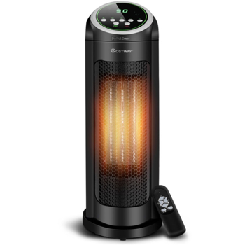 1500W安静空间加热器-PTC陶瓷加热，3种模式（高/低/ECO），12小时定时器和远程控制，黑色