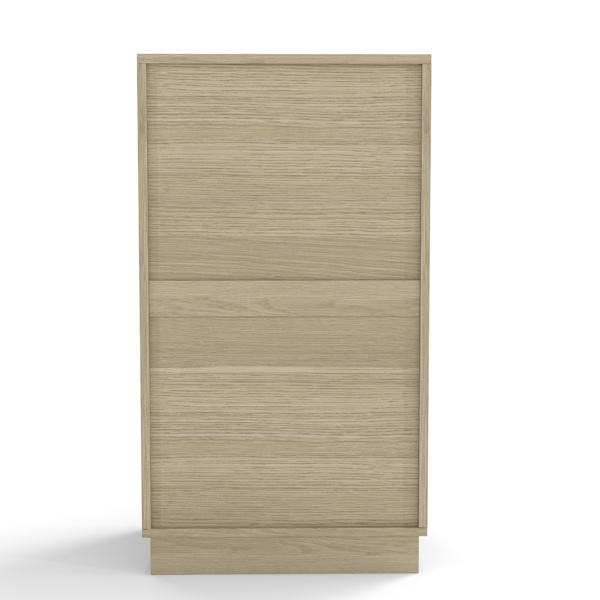 10加仑木纹倾斜式垃圾桶柜，带波浪纹理抽屉和拉出式垃圾桶 - 橡木饰面多功能厨房/浴室收纳柜-6