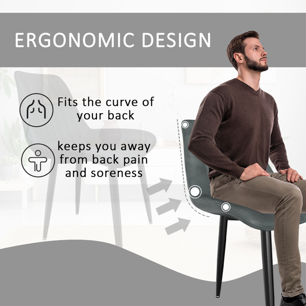 餐椅（一套 6 把）, 带 7 厘米靠背的厨房用椅, 带 5 厘米座垫的餐桌椅, 最大承重 180 千克, 用于餐厅、厨房和客厅的 PU 仿皮软垫椅 承重 180 千克，餐厅、厨房、客厅用 PU 仿皮软垫椅-7