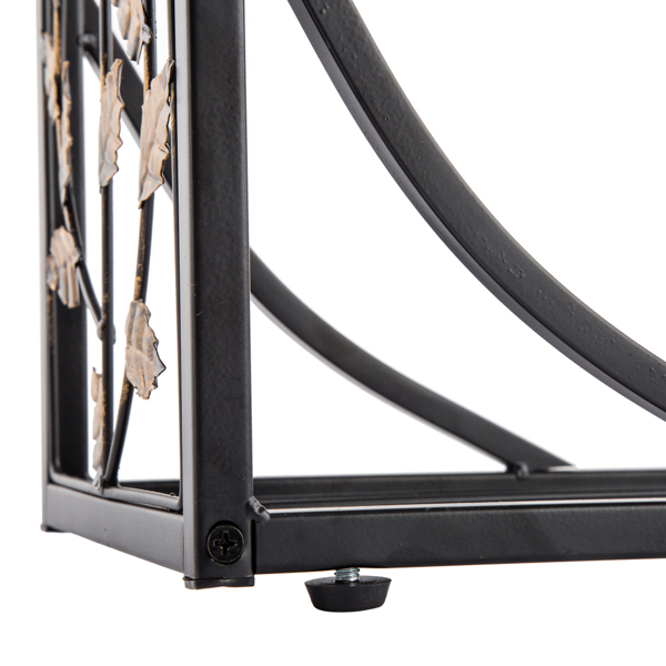 密度板 铁 拆装 单层 C型桌 边几 树叶款 桌面棕色 黑色喷塑 刷金树叶 30.5*21*54cm-30