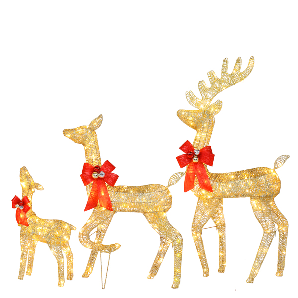 3pcs家庭麋鹿 54*38*122cm 金色 铁架 棉线 葱粉 圣诞灯饰麋鹿 30.00V 30.00V,3.60W 庭院 北美-9