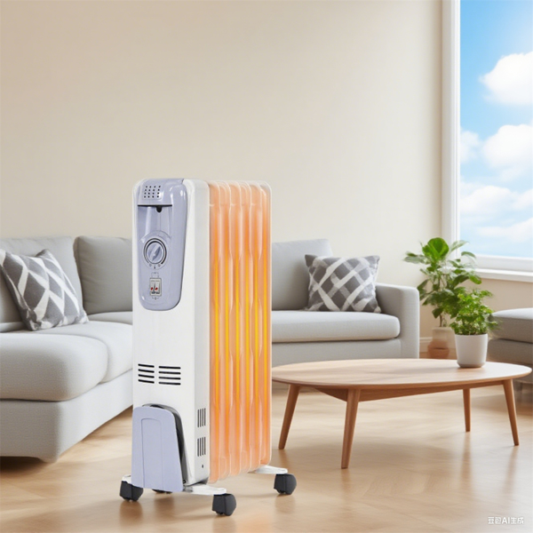 带恒温器的便携式油加热器-10“x13.5”x25“尺寸，4个轮子和绳索存储，3个加热级别-7