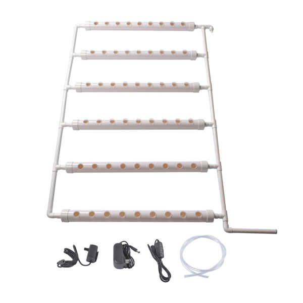 A1-壁挂式水培种植系统 Wall Mounted Hydroponics Growing Planting System Kit, Soilless Cultivation PVC Pipes for Gardening and Planting (54 Seed Holes, White)-1