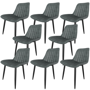 餐椅（一套 8 把）, 带 7 厘米靠背的厨房用椅, 带 5 厘米座垫的餐桌椅, 最大承重 180 千克, 用于餐厅、厨房和起居室的 PU 人造皮软垫椅。承重 180 千克，餐厅、厨房、客厅用 PU 仿皮软垫椅