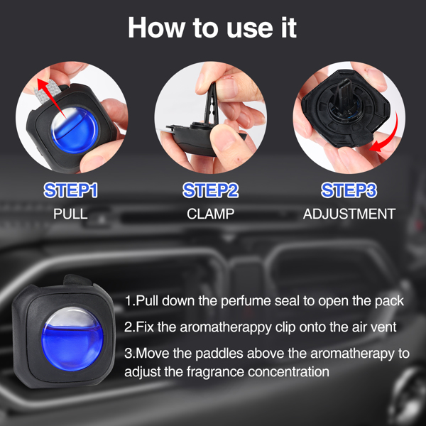 (亚马逊禁售，周末不处理订单)海洋香气汽车空气清新剂通风夹，6个汽车清新剂通风夹，4毫升，汽车空气净化器，汽车清新剂-3