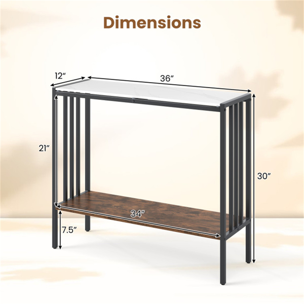 现代工业控制台桌-双层设计，带防滑缓冲器的烧结石桌面，可调节脚垫，稳定性好-4