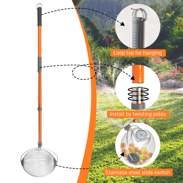 53inch 橙色 拾果器 拼接 不锈钢+橡胶 杆式工具-6