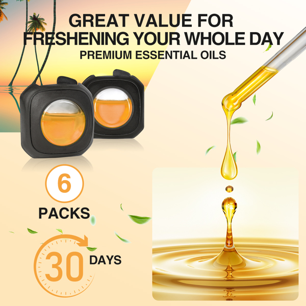 (亚马逊禁售，周末不处理订单) 夏威夷香气汽车空气清新剂通风夹，6个汽车清新剂通风夹，4毫升，汽车空气净化器，汽车清新剂-3