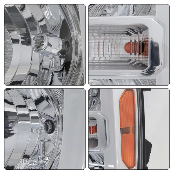 镀铬，适用于 2023-2024 款福特 F250 F350 SuperDuty 卤素大灯总成（左）-6