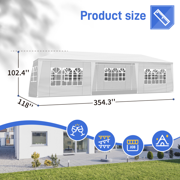 10*30ft  白色 7围  仿折叠棚  7窗  PE布 喷塑铁管-8