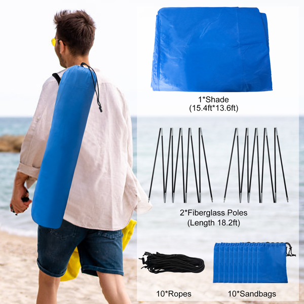 超大露营沙滩帐篷适合4-8人，防紫外线，配有地钉和绳索配件，(WalMart、Amazon禁售）(周末不发货）-9