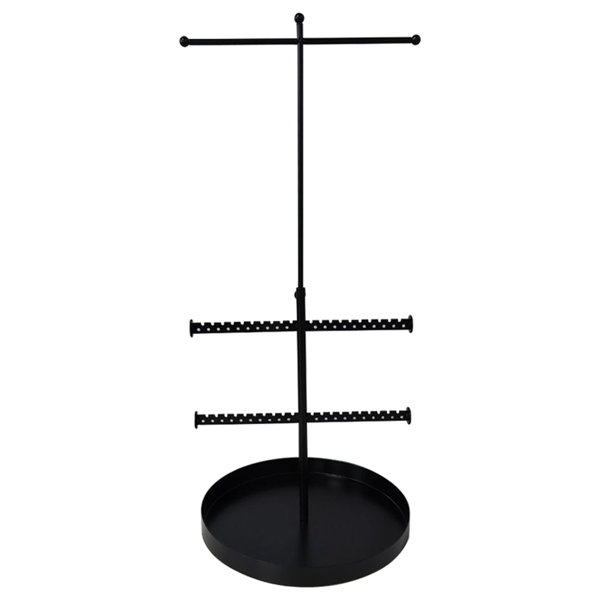 可伸缩拆卸圆盘首饰架桌面珠宝收纳架铁艺项链饰品展示架子 黑色-1