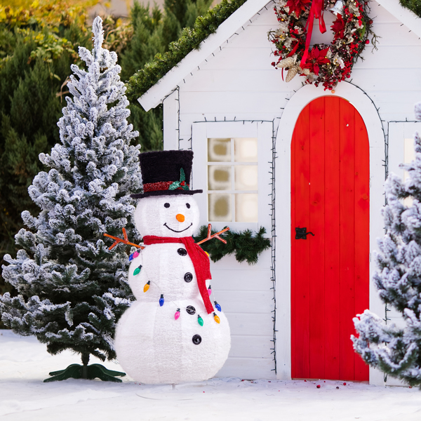 4ft    20彩泡雪人  伸缩款  100led白灯 羊卷绒  30V 3.6W 圣诞灯饰雪人 美规-17