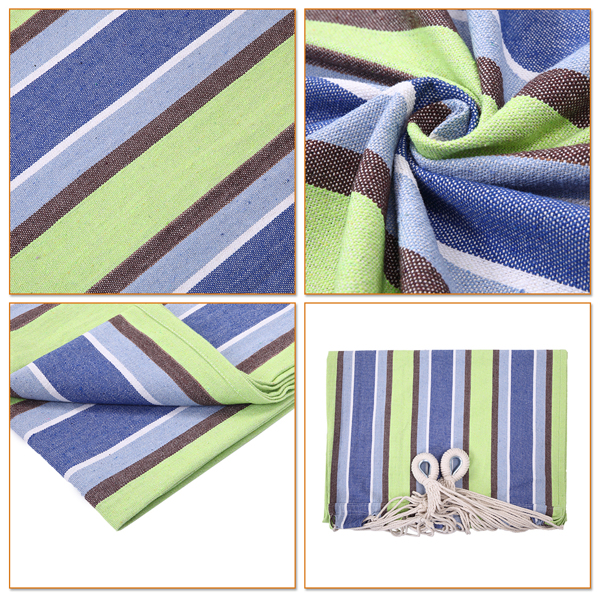 9ft 绿小条 黑底银花架子 2*1.5m涤棉吊床 铁吊床套装 330.00lbs-7