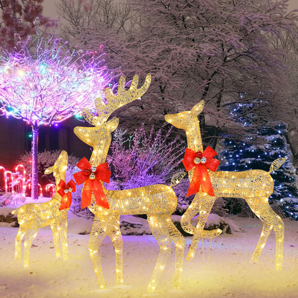 3pcs家庭麋鹿 54*38*122cm 金色 铁架 棉线 葱粉 圣诞灯饰麋鹿 30.00V 30.00V,3.60W 庭院 北美-16