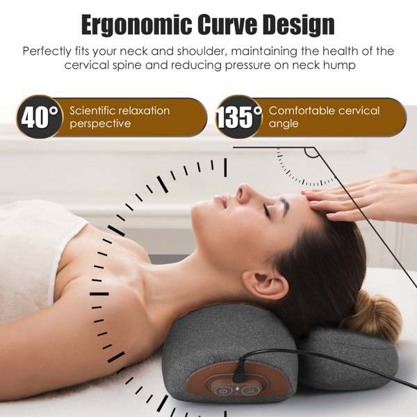 （物流随机发，自提可发加拿大）-3 合 1 颈部按摩枕，带振动、气囊和加热功能 - 缓解颈部疼痛的人体工学颈椎支撑枕，记忆海绵和亲肤套，便携式，适合办公室、旅行和家庭使用--深灰色-6