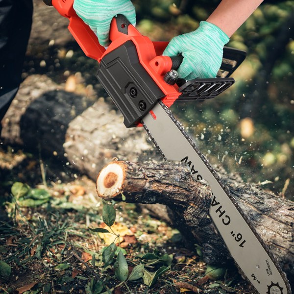 （物流随机发，自提可发加拿大）-无线电锯16英寸，无刷电机电动链锯，40伏电池供电，含2块电池及双端口快速充电器，适用于伐木作业，树木砍伐与木材切割-3