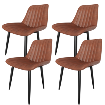 餐椅（一套 4 把）, 带 7 厘米靠背的厨房用椅, 带 5 厘米座垫的餐桌椅, 最大承重 180 千克, 用于餐厅、厨房和起居室的 PU 人造皮软垫椅。承重 180 千克，餐厅、厨房、客厅用 PU 仿皮软垫椅