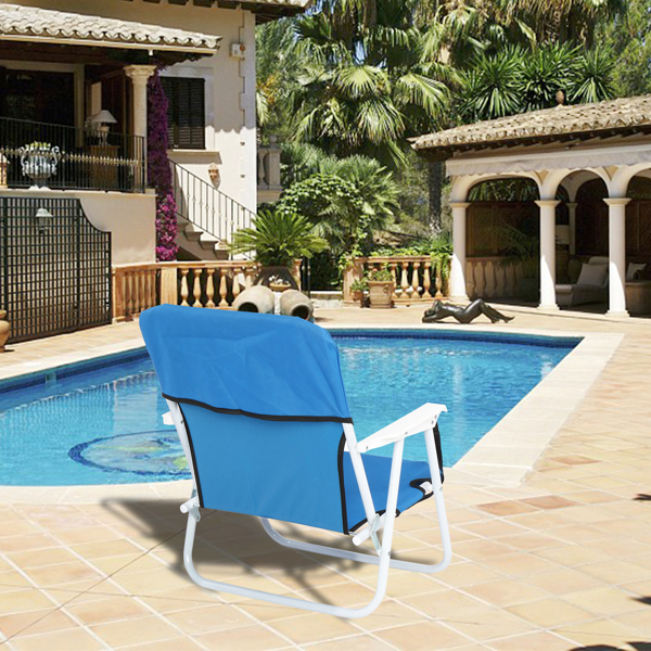 座高10.2"宽18.1"深15.7" 蓝色牛津布 铁沙滩椅 白色铁框架 100.00kg-11