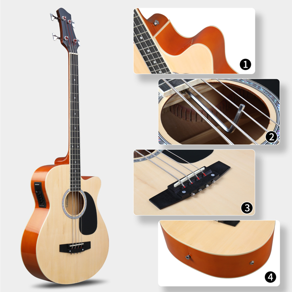 GMB101 4弦带EQ 黄酸枝指板 民谣贝司 亮光原木色 N002-5