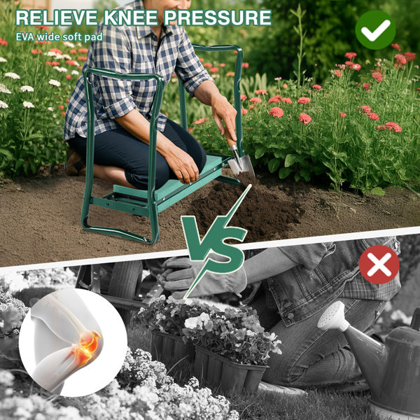 24*10.8*19.7inch 绿色 铁+EVA 折叠 折叠 园林跪凳-9