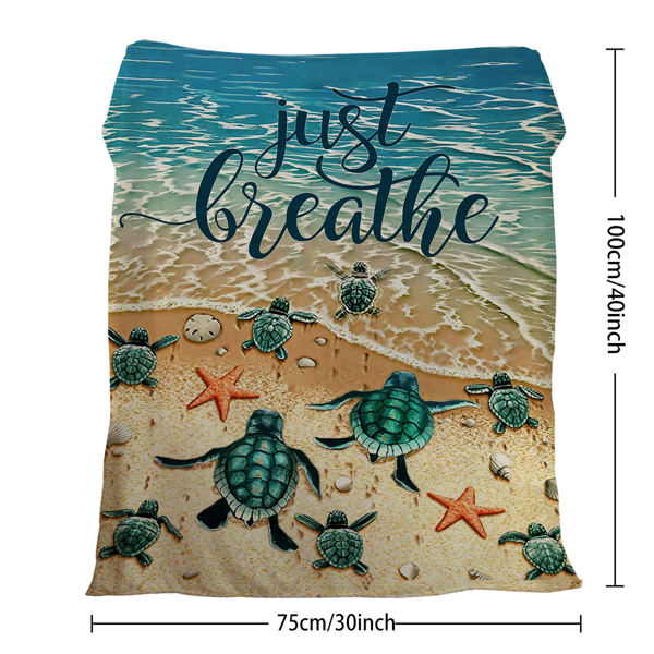 自产法莱绒毛毯 DOFT1064小龟赴海 150X200cm（temu仅可自提）-5