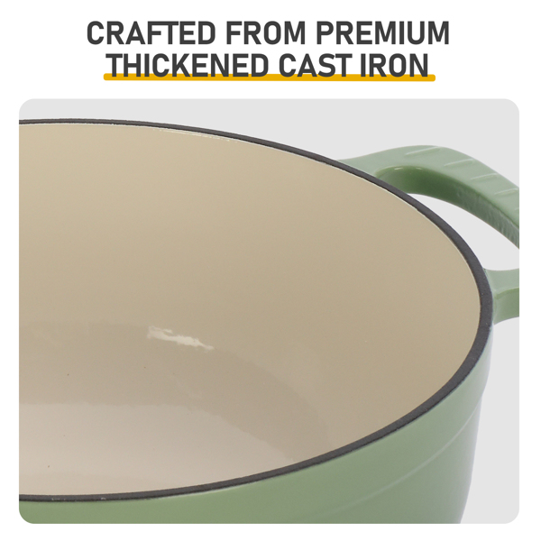 铸铁 7.5QT 烹饪锅具 渐变绿 含两个硅胶手套 珐琅锅-8