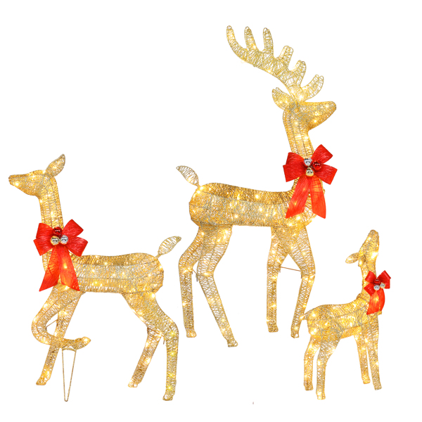 3pcs家庭麋鹿 54*38*122cm 金色 铁架 棉线 葱粉 圣诞灯饰麋鹿 30.00V 30.00V,3.60W 庭院 北美-6