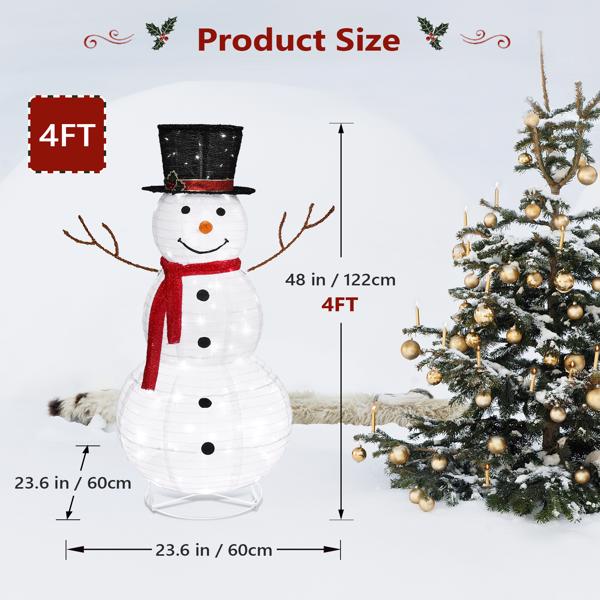 4ft 白色 雪花绒 仿树枝手 圣诞灯饰雪人 31V 3.6W 欧规-3