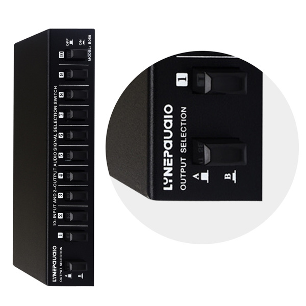 音频切换器 RCA 音频选择器 10 进 2 出或 2 进 10 出 无损切换 inO2-5