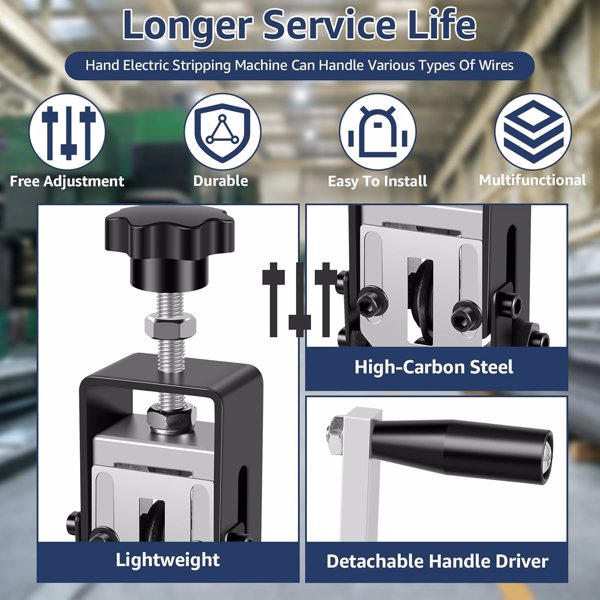 手动剥线机，用于0.04“-1”废铜回收，钻头驱动的便携式剥线工具，带2个刀片（一套机器）-5