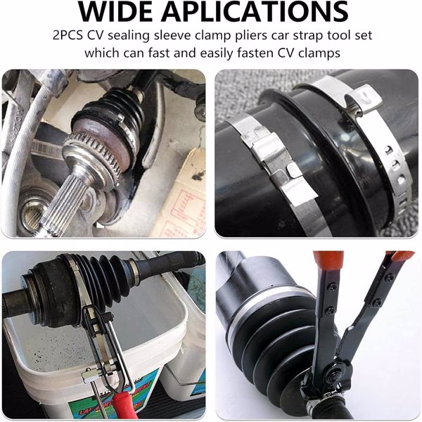 -防尘套管束钳汽车管路夹子钳切断型钳球笼钳卡箍钳汽保工具 两件套（红柄）-3