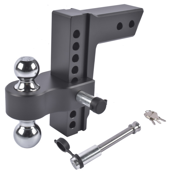 拖车挂接装置 Fits 2.5" Receiver Aluminum Trailer Hitch Adjustable 8" Drop/Rise 2" & 2-5/16" Balls 18500LBS w/2 Locks-1