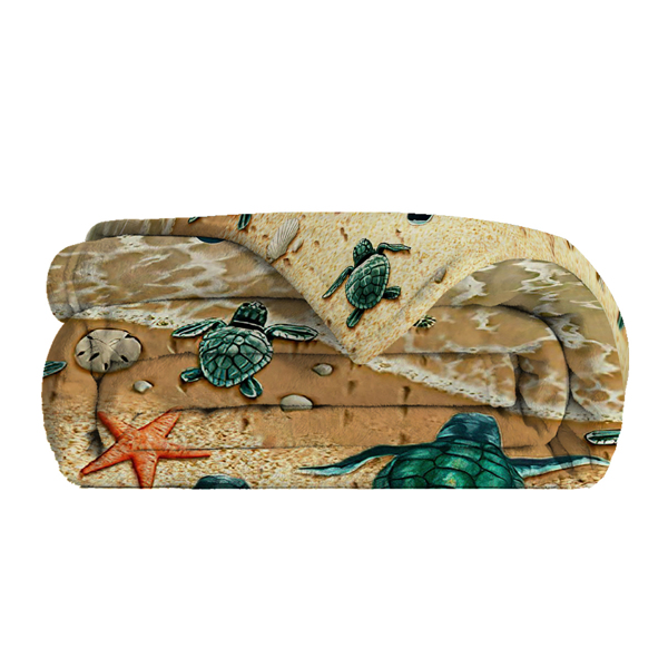 自产法莱绒毛毯 DOFT1064小龟赴海 150X200cm（temu仅可自提）-9