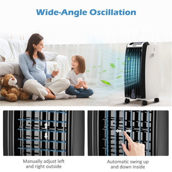 三合一空气冷却器、风扇和加湿器-蜂窝冷却垫、负离子发生器、遥控器和定时器，是家庭/办公室的理想选择 -5