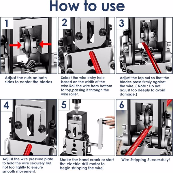 手动剥线机，用于0.04“-1”废铜回收，钻头驱动的便携式剥线工具，带2个刀片（一套机器）-4