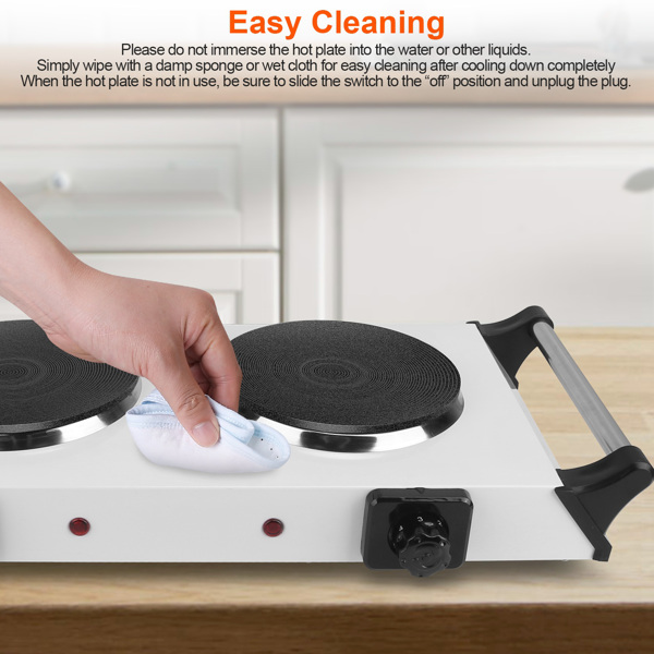 （物流随机发，自提可发加拿大）-2000 瓦双灶电加热板，5 档温度调节（200℃-500℃），便携式台面炉，适用于所有平底炊具，加热快速均匀，易于清洁，适合宿舍、房车、公寓使用-5