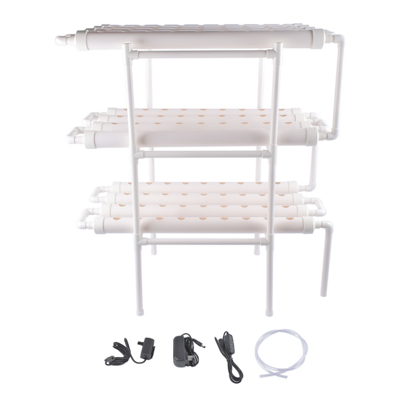 A1-落地式水培种植系统 Floor Standing Hydroponics Growing Planting System Kit, Soilless Cultivation PVC Pipes for Gardening and Planting (108 Seed Holes, White)-1