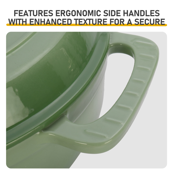 铸铁 7.5QT 烹饪锅具 渐变绿 含两个硅胶手套 珐琅锅-6