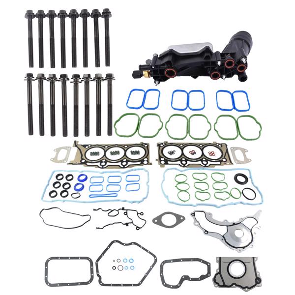 发动机大修包 Full Gasket Set+Oil Filter Housing Adapter w/Cooler Replacement for Jeep Chrysler Dodge Ram 1500 3.6L V6 Pentastar 2014-2017 HS26541PT 68105583AG-4