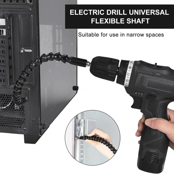黑色软轴软管25mm十孔批头长短金属拐角器L扳手连接转换角度工具 (黑软轴+黑大拐+L黑扳手+黑小拐+黄批头)-6