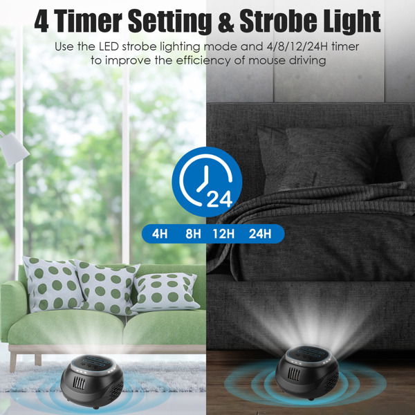 （自提可发加拿大，temu&tk下自提单）2 件装超声波驱鼠器 防鼠驱虫器 老鼠控制器 松鼠驱赶器，带有 4 种模式、4-65KHz 频率、频闪灯、4 种定时功能，适用于驱赶啮齿类动物、老鼠、大鼠、松鼠、蝙蝠-4