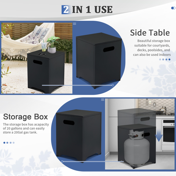 41*41*53.5cm  方形 黑色 燃气收纳 庭院铁边桌-7