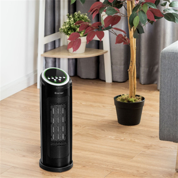 1500W安静空间加热器-PTC陶瓷加热，3种模式（高/低/ECO），12小时定时器和远程控制，黑色-11
