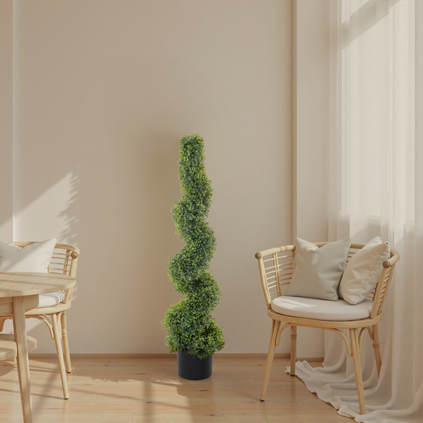 2pcs 绿色 115cm 螺旋黄杨木 PVC 仿真树-1