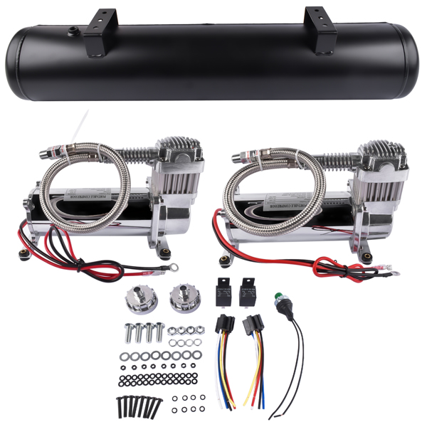空气悬挂改装气囊套件 580 Air Ride Suspension Compressors 5 Gal Air Tank 150 psi On 180 psi Off Pressure Switch-5