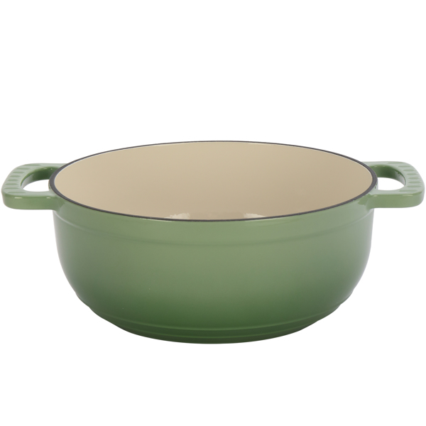 铸铁 6QT 烹饪锅具 渐变绿 含两个硅胶手套 珐琅锅-4
