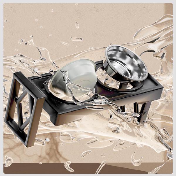 可调节高架狗碗狗狗慢食碗金毛拉布拉多大狗不锈钢狗盆 雷奥黑 雷奥黑慢食款-1